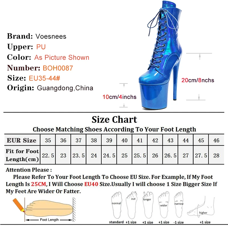 New Ladies Shoes 17CM 20cm Magic Laser Color Women Ankle Boots Shiny Blue High Heels Platform Short Boots Pole Dance Hight Boots