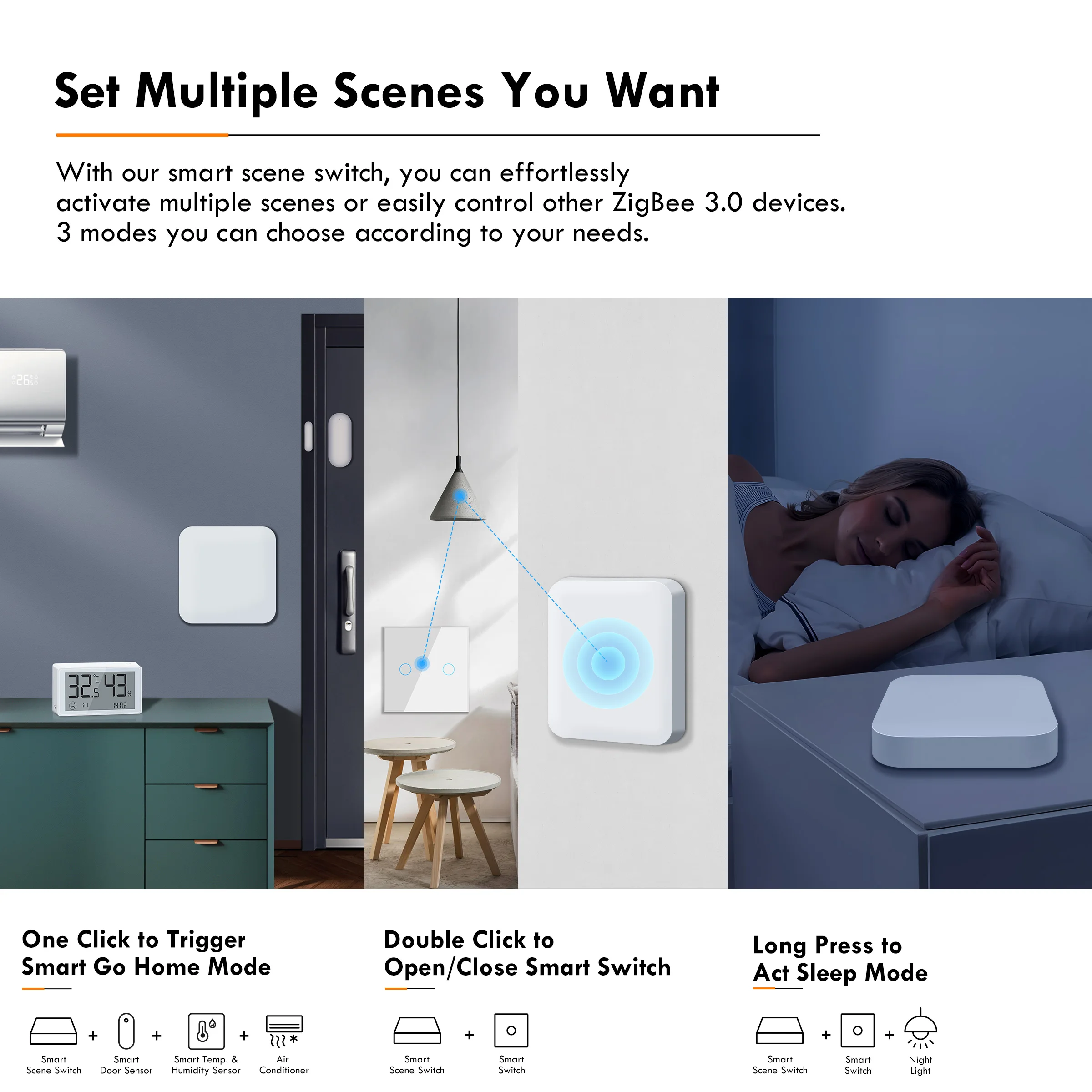 GIRIER Smart ZigBee Interruttore a pulsante scena Controller di scena wireless con una chiave Supporta tutti i dispositivi ZigBee 3.0 Funziona con l'assistente domestico