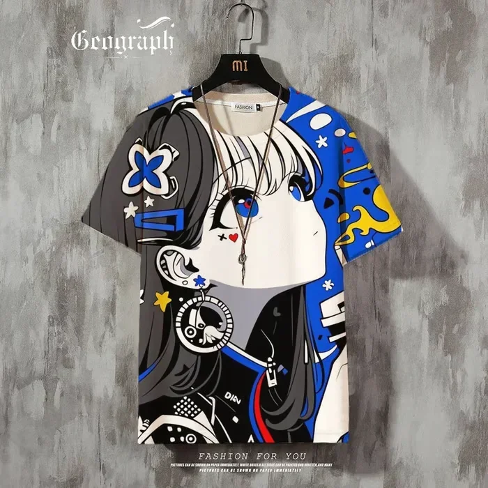 Herren-T-Shirt mit Anime-Mädchen-Motiv, 3D-Druck, sexy und attraktiv, lässiges, lockeres Street-T-Shirt, kurzärmelig, Rundhalsausschnitt. – Detail 18