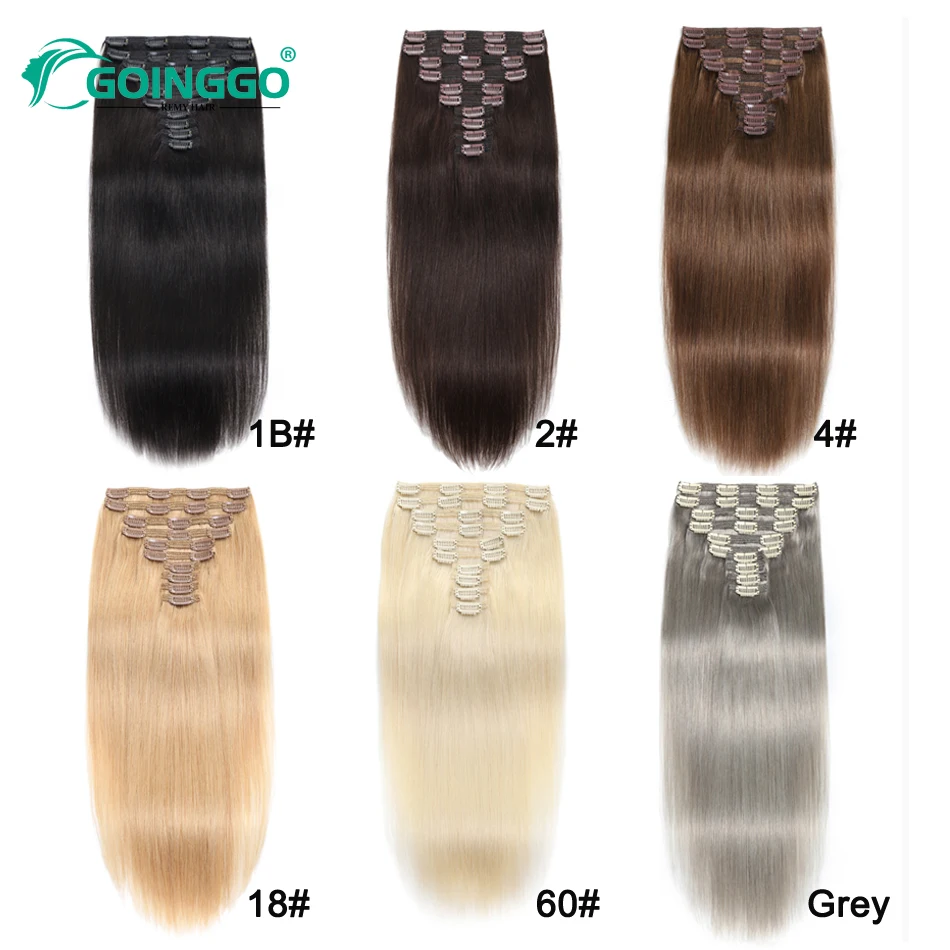 Goinggo Rechte Clip In Hairextensions Braziliaans Mensenhaar 160G 10 Stks/set Lichtblond Ombre Clip In Natuurlijke Haarclip