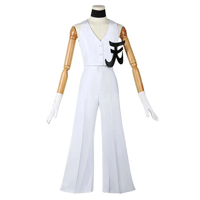 مجموعة أزياء أنيمي اللباس الداخلي والجوارب البوليستر البولي يوريثين التأثيرية باللونين الأبيض والأسود مع شعر مستعار لحفلات الهالوين للنساء والرجال