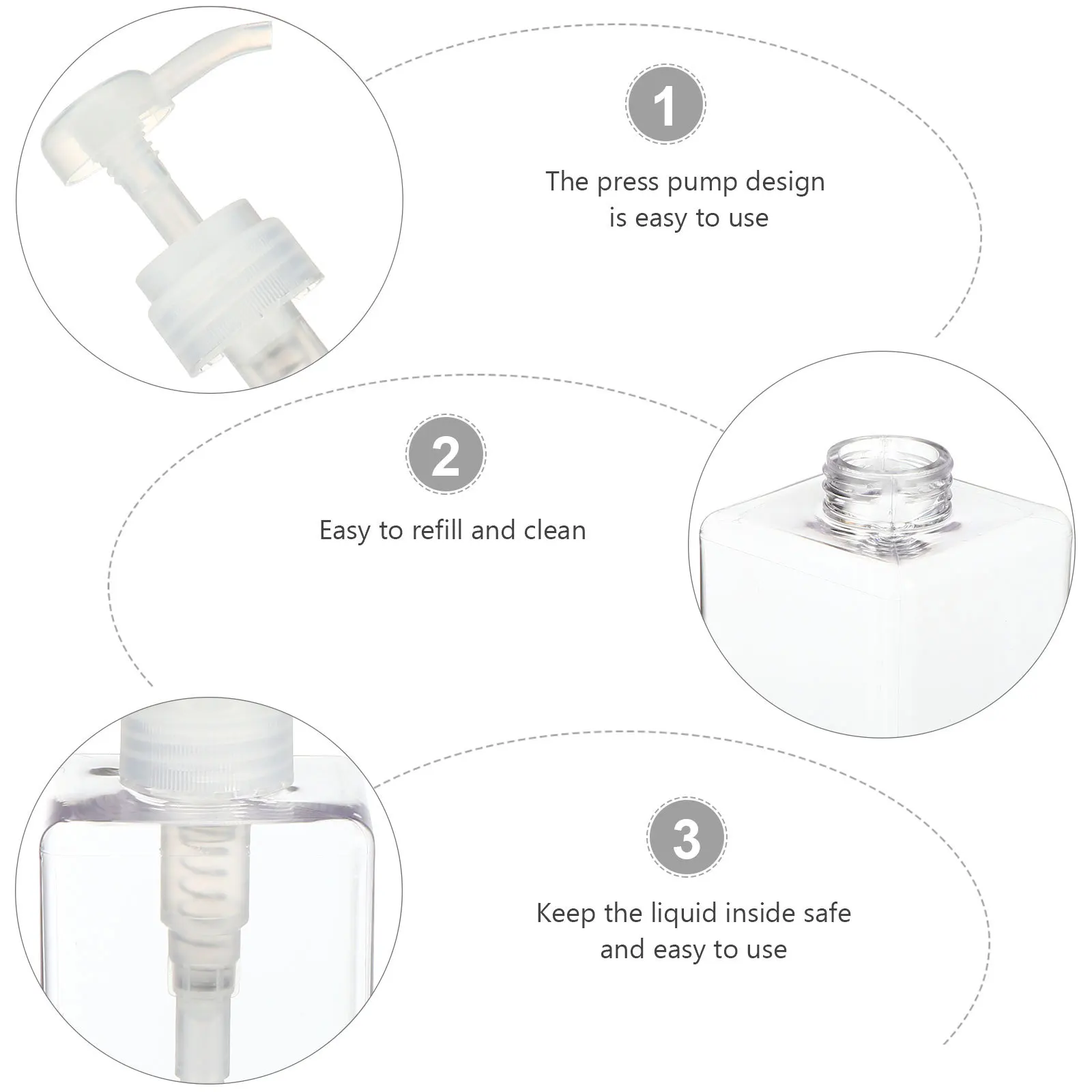 3 قطعة 450 مللي زجاجة مضخة فارغة صديقة للبيئة إعادة الملء الحاويات لمستلزمات التجميل رحلات رياضية زجاجة محلول حاوية أدوات الزينة #1
