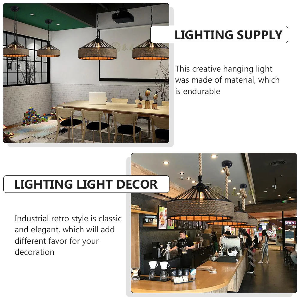 

1Pcs Industrial Retro Rope Chandelier Cover Adjustable Hanging Light Shade Durable Ceiling Light Decor for Restaurant Loft