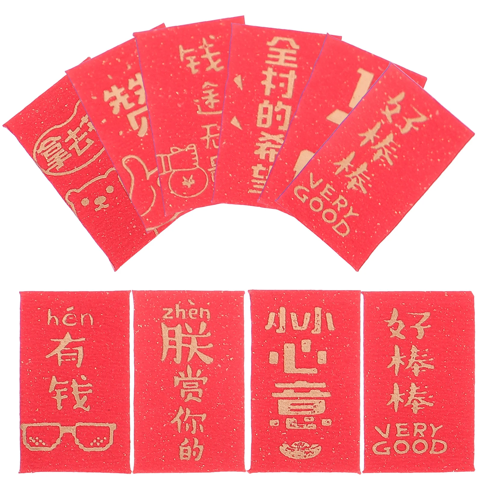 

10 Pcs Mini 12 Dollhouse Miniature Scene Red Envelope Props Super Simulation Hot Stamping Small Decor Paper Kit