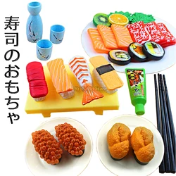 Children Simulation Fake Sushi Rolls Japanese Food Pretend Toys Wasabi Sashimi Prawns Salmon Cuisine Cooking Play House Toy Set