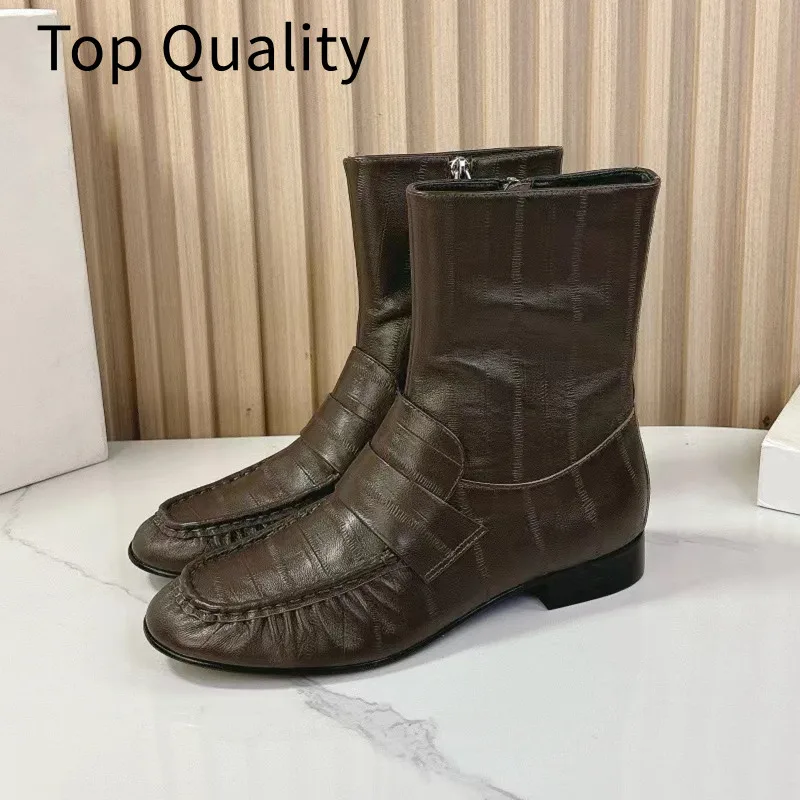 Women's minimalist casual short boots made of genuine leather material solid color versatile and comfortable women's boots