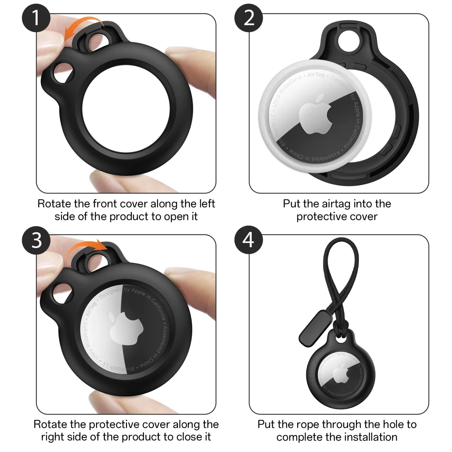 Case For Apple Airtags Locator with Strap Protective Cover Anti-Lost Keychain Case for Airtag Holder Tracker Keys Bags Luggage