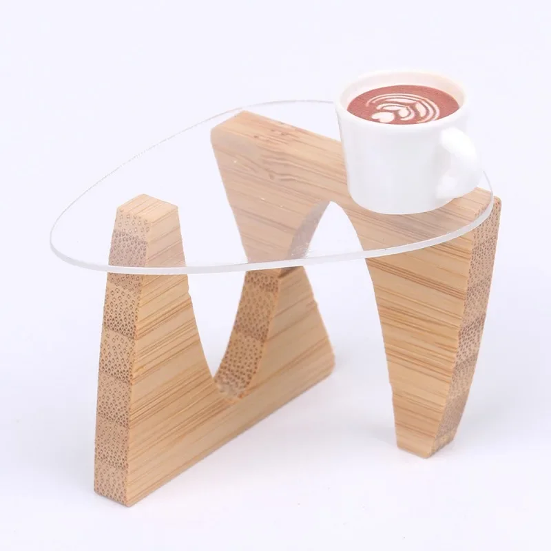 

Dollhouse Wooden Dining Table Wood Acrylic Table Miniature Food Play Toys Model Decoration Model Doll Accessories Scale