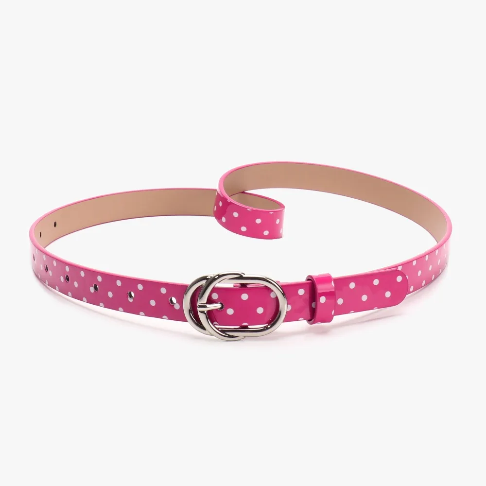 Vintage PU Leather Polka Dot Belt Dopamine Millennial-Style Retro Thin Belt Personalized Oval Buckle Skirts Waistband Women