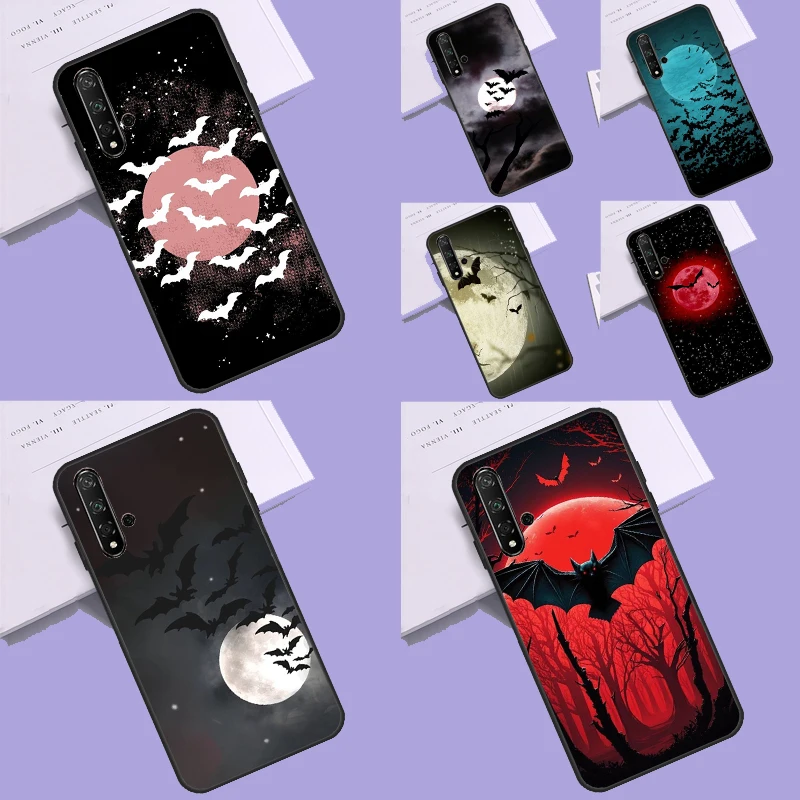 Gothic Horror Bats Full Moon Case For Huawei Nova 9 10 SE 5T 3i 7i 8i 11i Y60 Y61 Y70 Y90 P60 Mate 60 Pro P30 P40 Lite