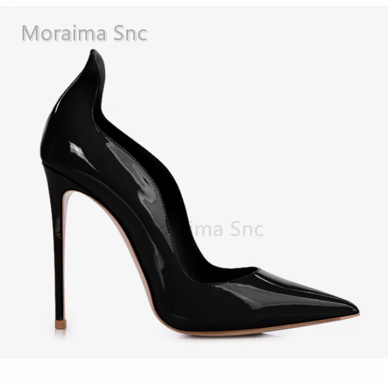 

Pointed Toe Patent Leather High Heels for Women Shallow Slip On Stiletto Women's Pumps White Black Elegant Banquet Office Shoes