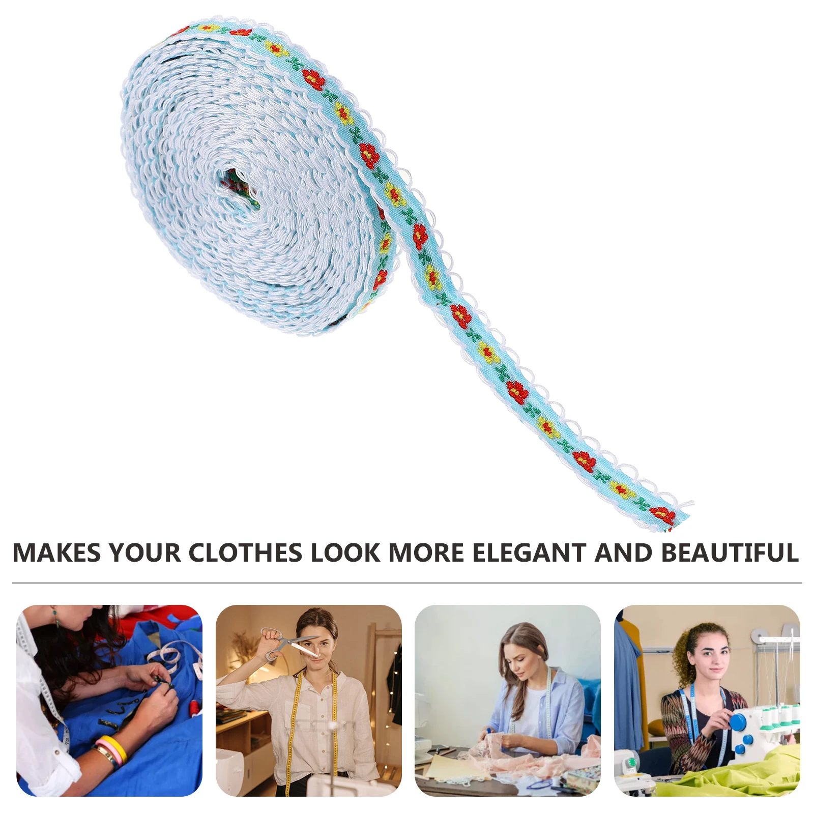 2 Pcs Embroidered Webbing Ribbon Trim Floral Lace Woven Embroidery Sequins for Sewing Fabric Flower Mesh Ribbons Crafts