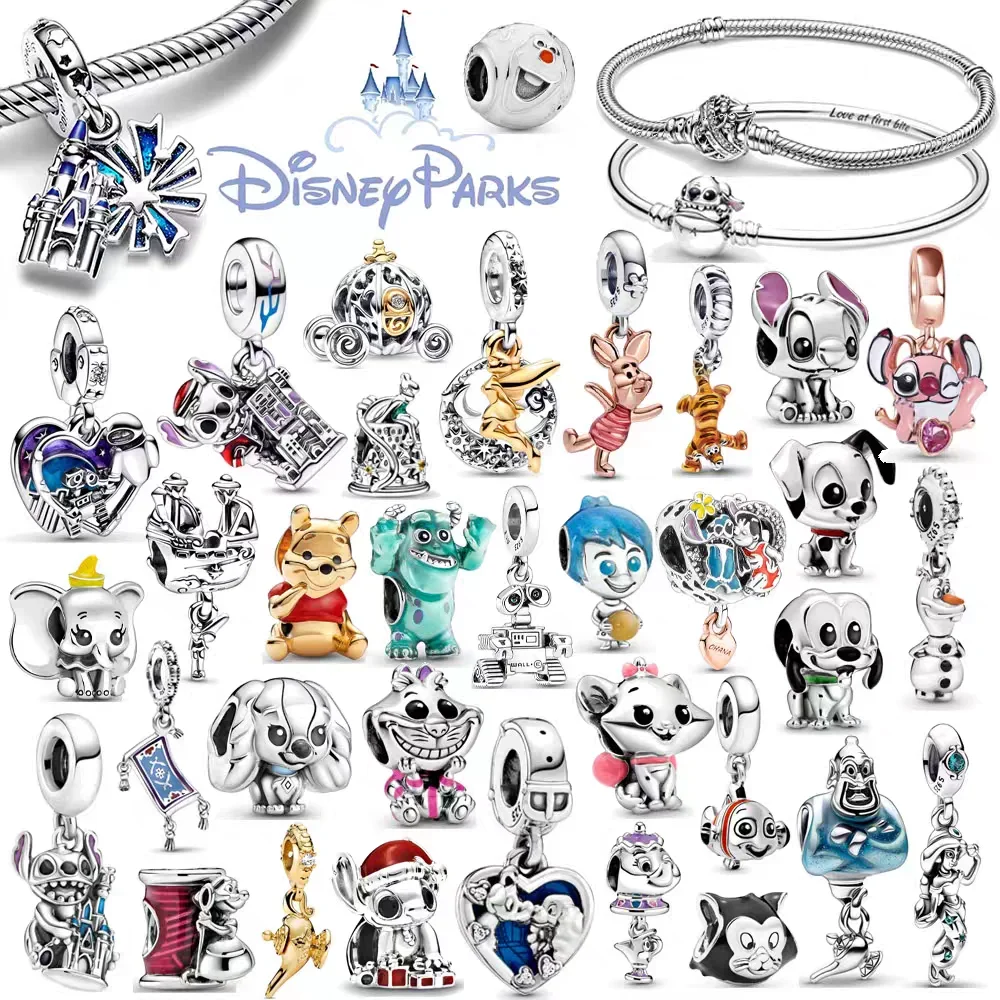 Disney Charm Beads Fits Original Charms Bracelet for Women Mickey Stitch 925 Silver Pendant Bead DIY Jewelry Accessories Gifts