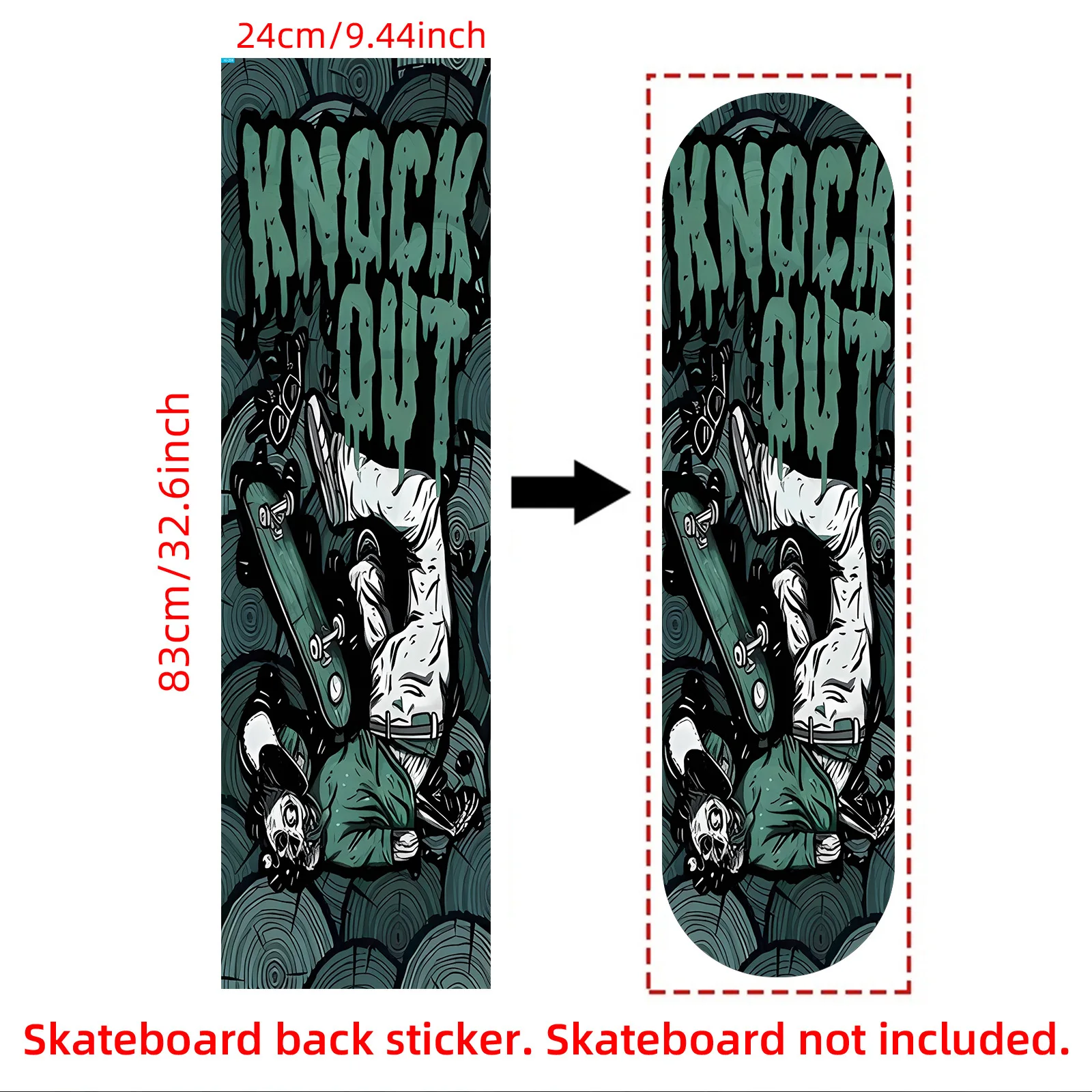 

1 piece skateboard trend decorative sticker, creative personality cool self-adhesive four-wheel skateboard sticker, easy to stic