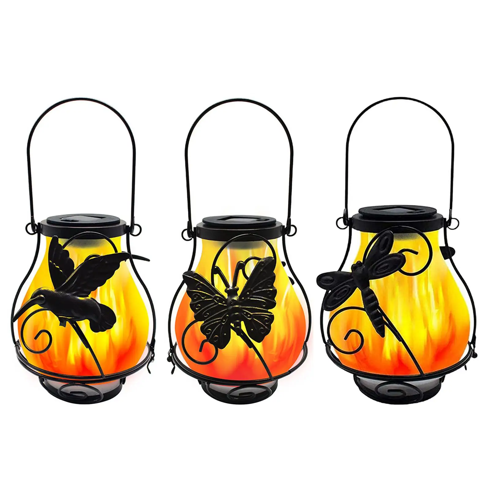 Solar Simulation LED Flame Light Decorative Outdoor Hanging Lantern Lamp