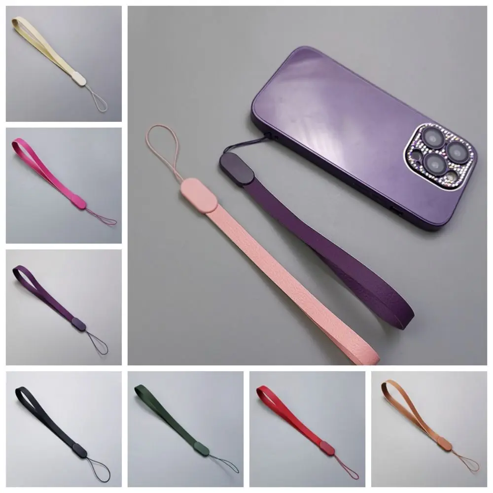 

PU Leather Leather Short Mobile Phone Lanyard Short Anti Lose Simple Leather Short Wrist Strap Ins Portable