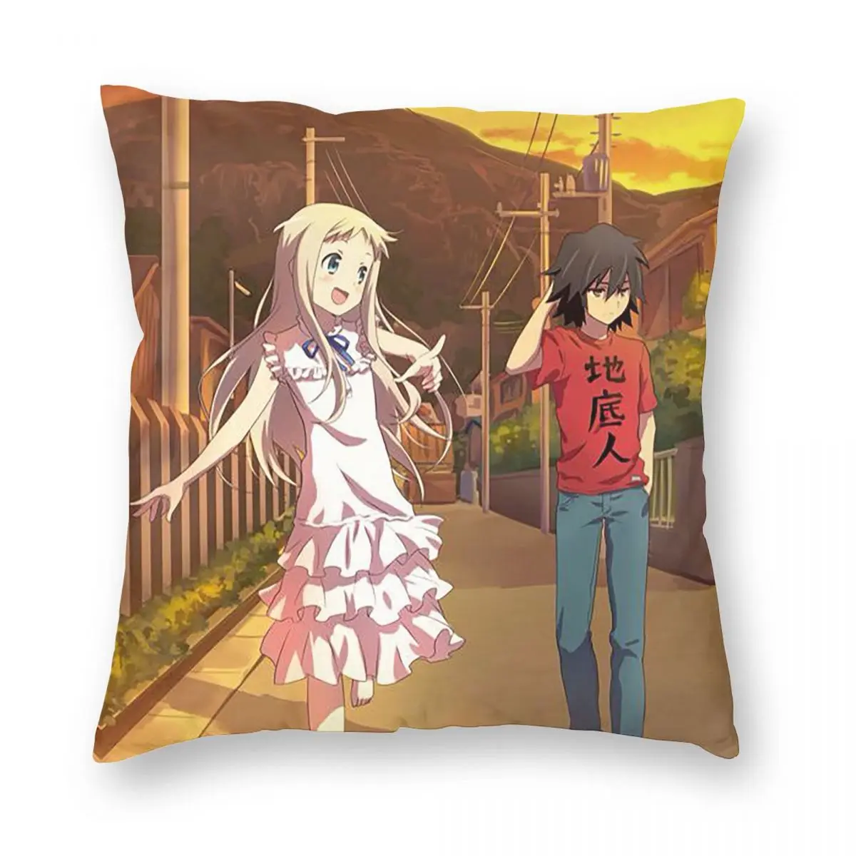Anime Anohana The Flower We Saw That Day Square Pillowcase Pillow Cover Cushion Zip Decorative Comfort Throw Pillow for Home