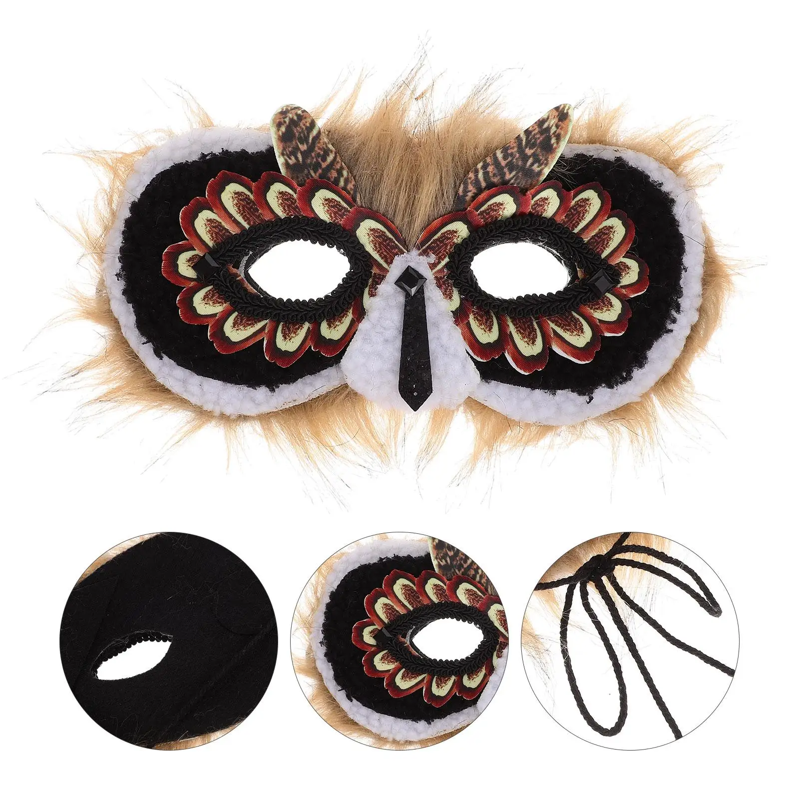 قناع البومة للأطفال على شكل رسوم متحركة قابل لإعادة الاستخدام غير منسوج للمهرجانات، أزياء بتصميم حيوانات، أقنعة الهالوين لتزيين الحفلات