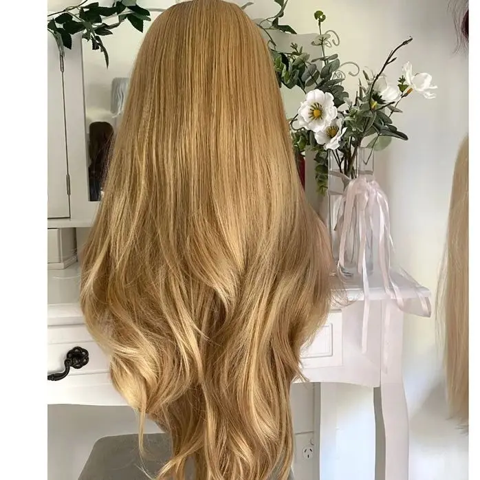 Preplucked Hairline With Baby Hair Synthetic Wig Honey Caramel Blonde Mix Synthetic Wig Heat Resistant Fiber Hair Wigs Cosplay