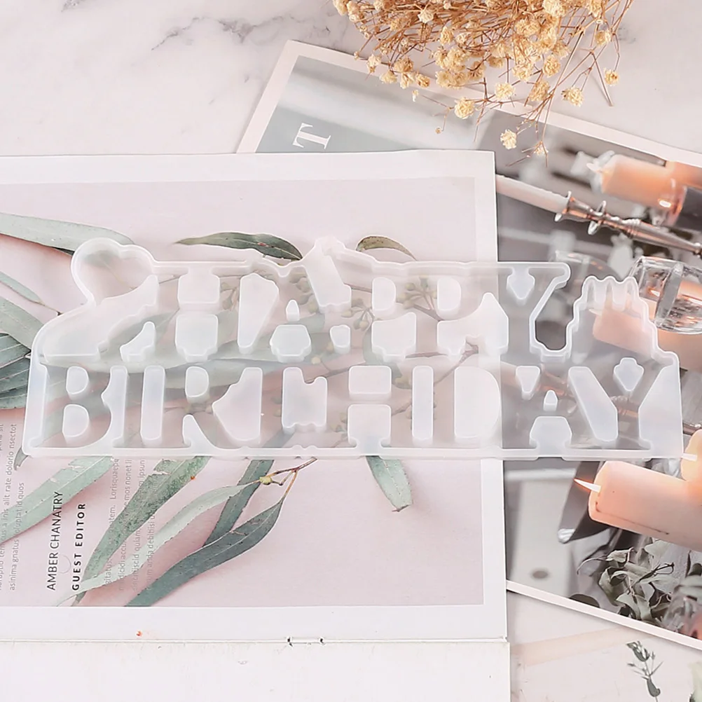 

1Pcs New Year Happy Decoration Mold Silicone DIY Birthday Letters Ornament Craft Template for Party Handmade Supplies