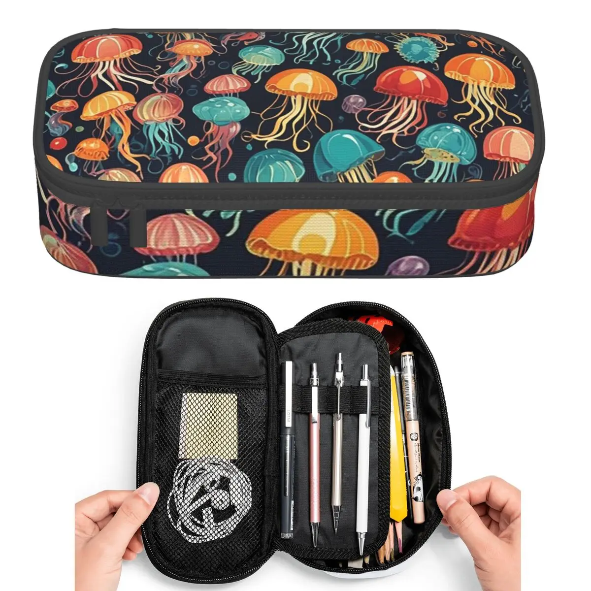 

Abstract Fantastic Jellyfish Swarm Pencil Cases for Student Pen Box Pencil Bag Large Capacity Pencil Pouch Pen Holder