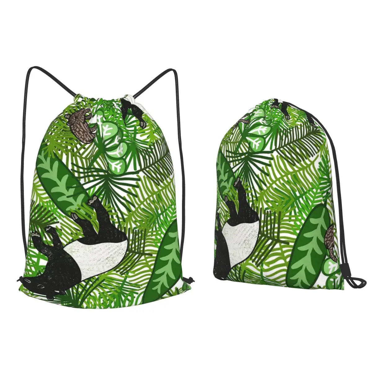 Jungle Tapirs Backpacks Fashion Drawstring Bundle Pocket Shoes Bag Book Bags for Travel School