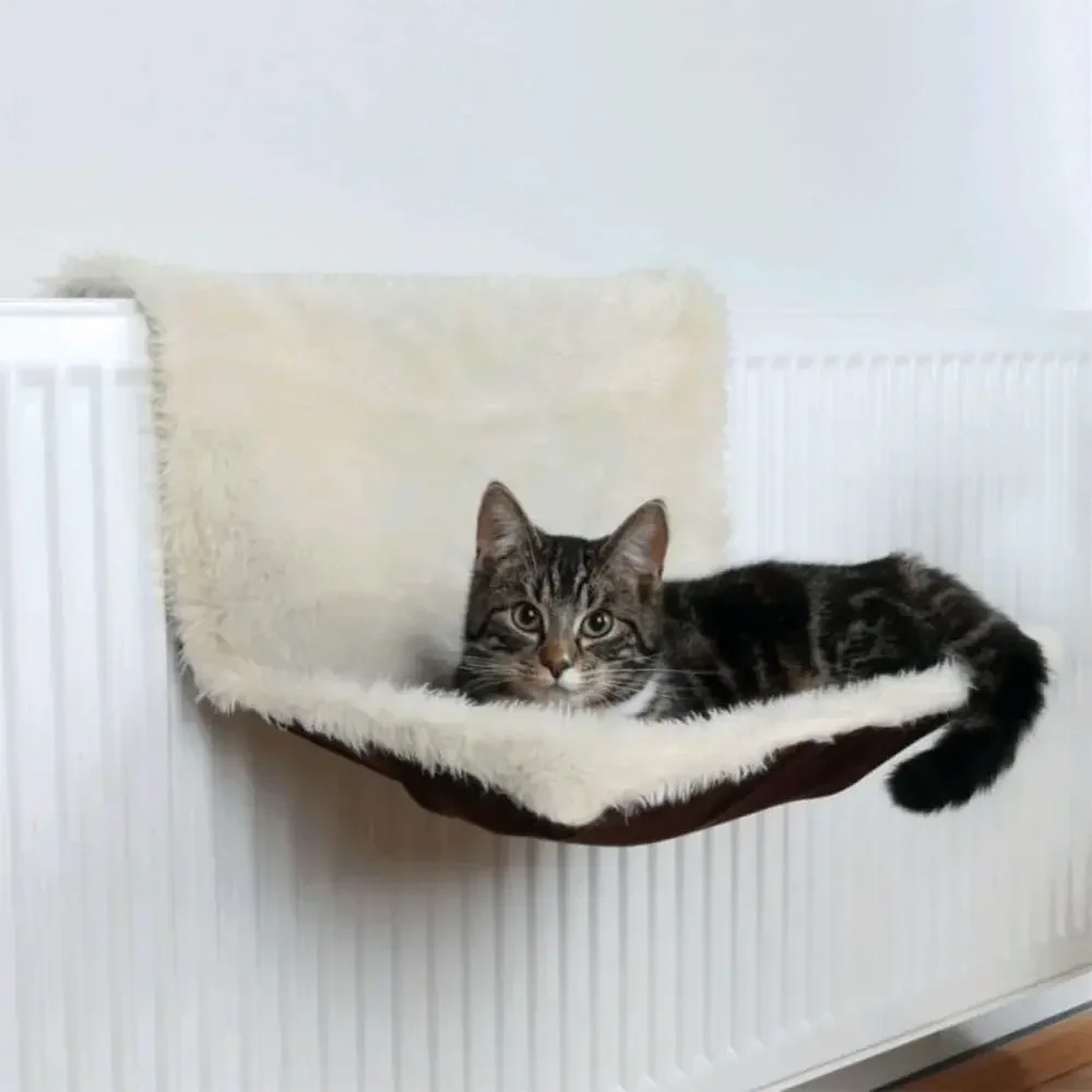 Plush Velour Lounger or Radiator Cover, Cream/Brown, 45 x 26 x 31 cm, 1 Piece