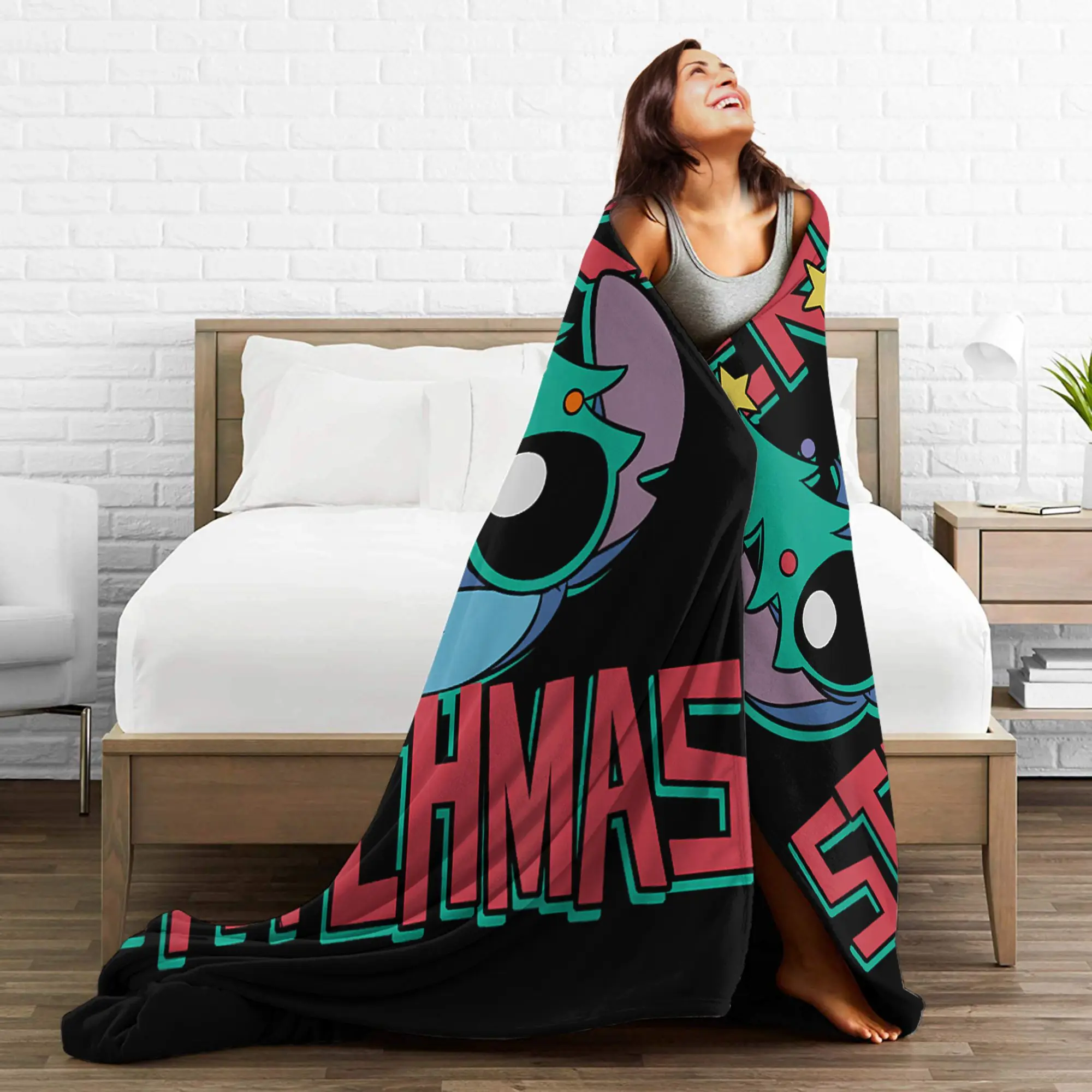 ليلو وستيتش عيد الميلاد عيد ميلاد سعيد الفانيلا البطانيات الخريف لينة الدافئة الفراش يلقي للفتيات الفتيان غرفة المعيشة غطاء سرير الجدة