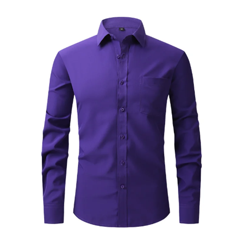 Men's Shirt Slim Fit Long Sleeve Casual Top Men's Korean Elastic Wrinkle Resistant Business Shirt Men's Clothing C0029