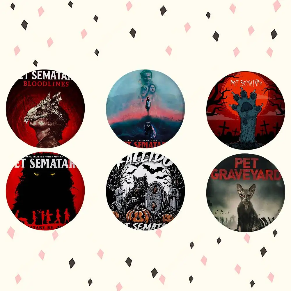 TV Pet S-Sematary Premium Tinplate Round Lapel Pins: Cute Badge Brooches For Shoulder Bag Accessories, Souvenir Gifts