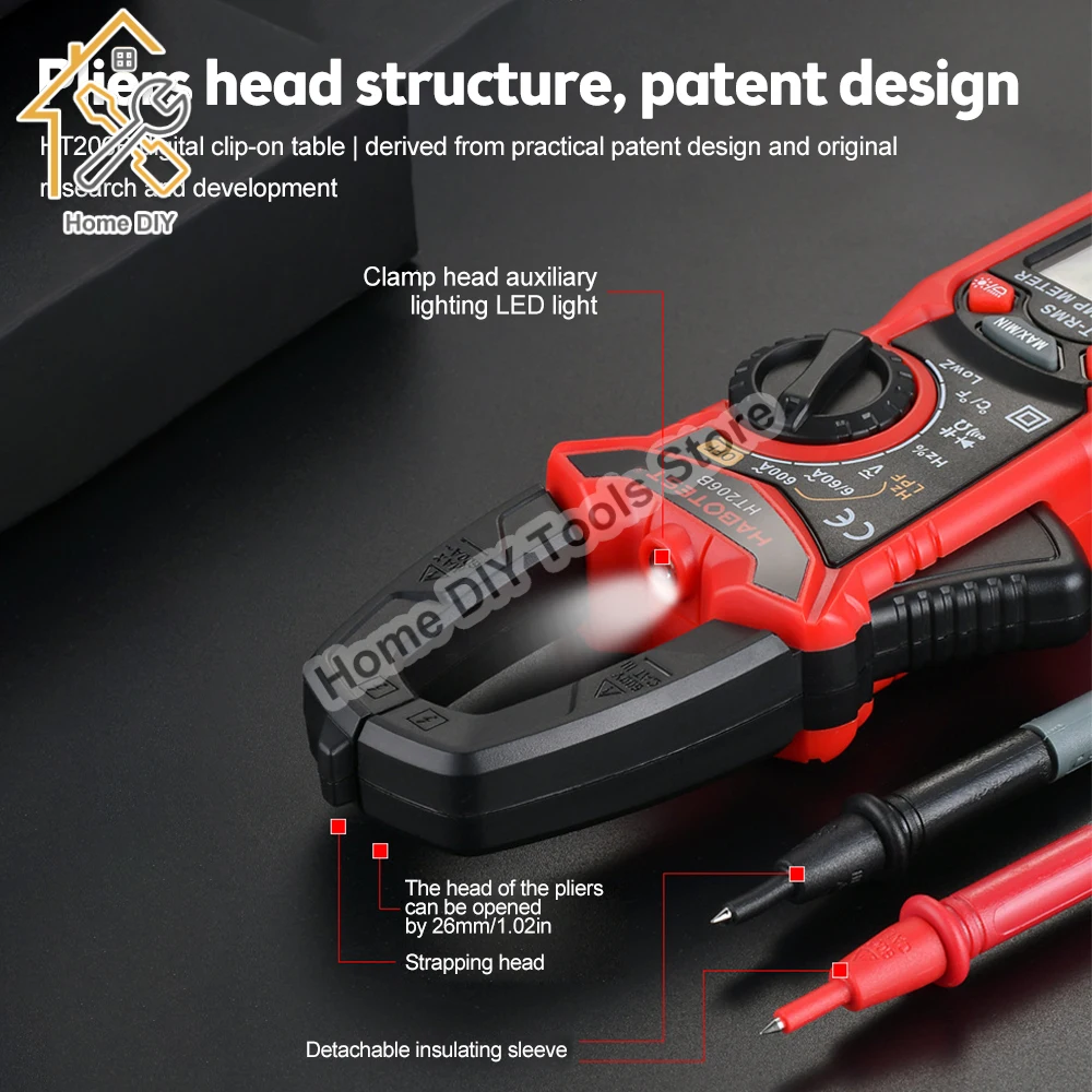 HT206A HT206B HT206D 600A AC/DC Digital Clamp Meter for Measuring AC/DC VoltageNCV Temperature Clamp Multimeter