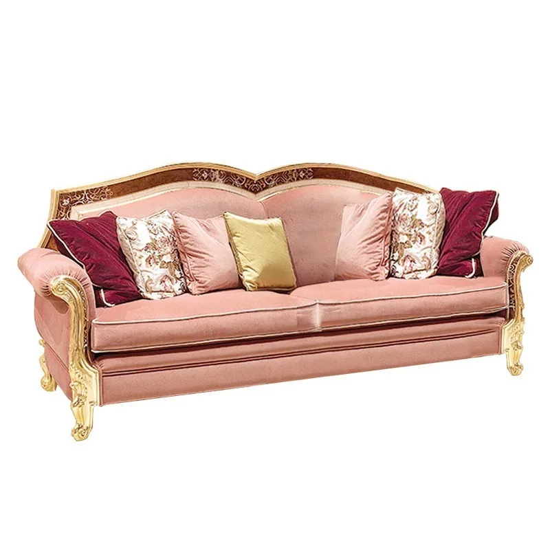 

French luxury solid wood sofa palace villa European neoclassical fabric sofa combination furniture