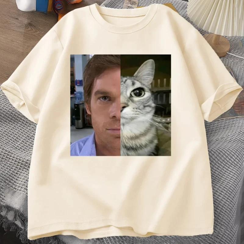 Dexter Morgan Cat T-shirts Funny Short Sleeve O Neck Tshirt Unisex Streetwear Women Clothes Harajuku Printed T-shirt Tops image 3