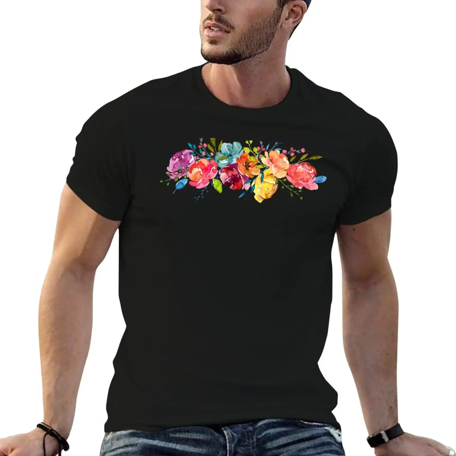 

Bright Flowers Summer Watercolor Peonies T-Shirt g man t shirts for men t shirt custom print t shirt man casual T-Shirt