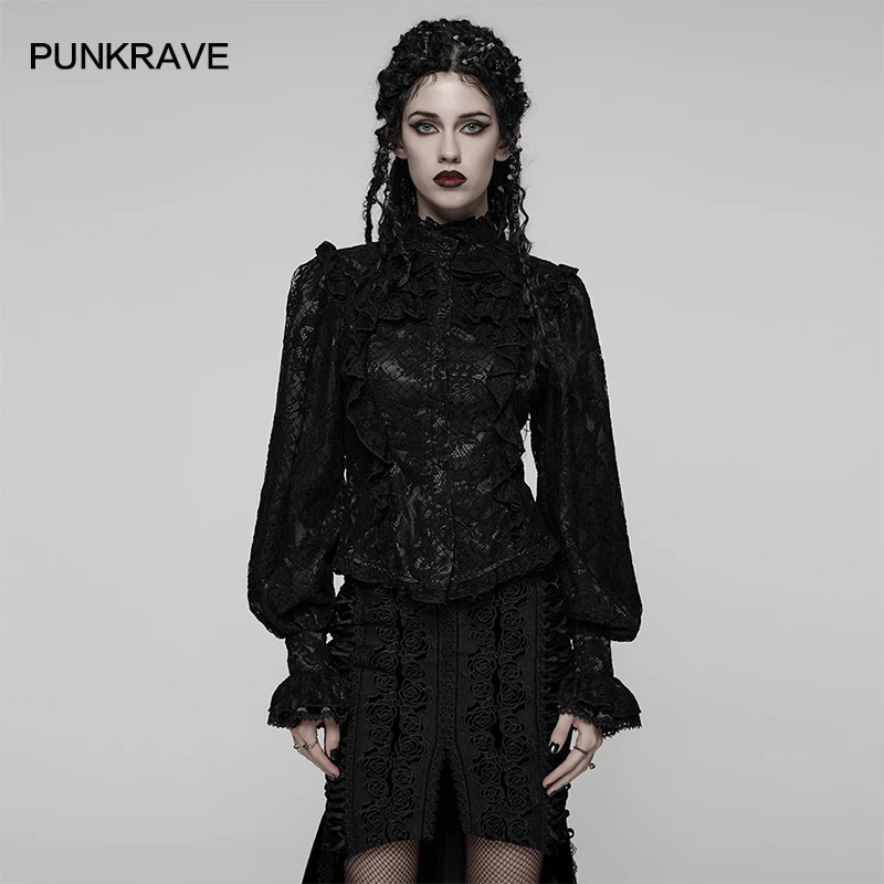 

Женская готическая великолепная рубашка с пышными рукавами в стиле панк-рейв, 3D кружевная многослойная рубашка, регулируемая клубная блузка на шнурке, топы, 3 цвета