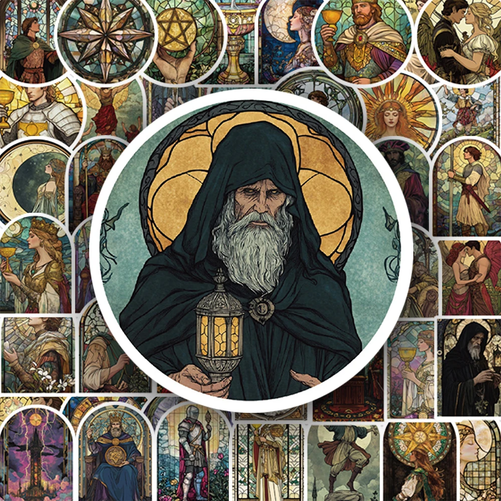 10/30/50pcs Retro Gothic Glass Tarot Card Stickers Aesthetic Graffiti Suitcase Laptop Motorcycle Guitar Cool Cartoon Sticker Toy