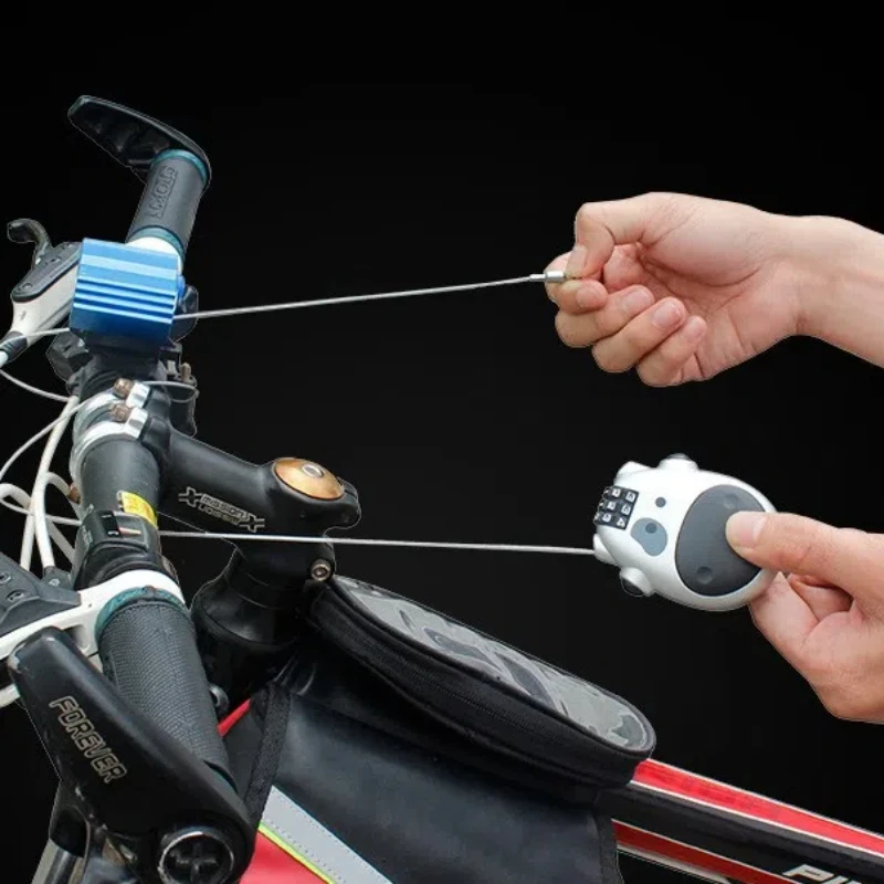 Motorcycle Helmet Lock Telescopic Wire Rope Combination Lock Electric Bicycle Anti-Theft Fixed Cow Padlock Luggage Lock