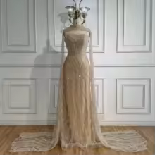 SERENE HILL Customized Arabic Luxury Beaded Nude Mermaid With Cape Evening Dress 2025 Elegant Women Wedding Party Gown CLA72824 - AliExpress 