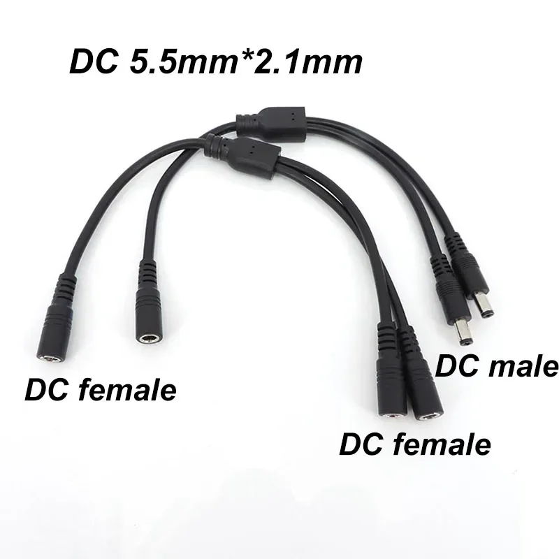 DC 2 way Splitter 1 female to 2 female male Power supply connector Cable 19V 24 12v adapter Plug cord extension wire 5.5x2.1mm t