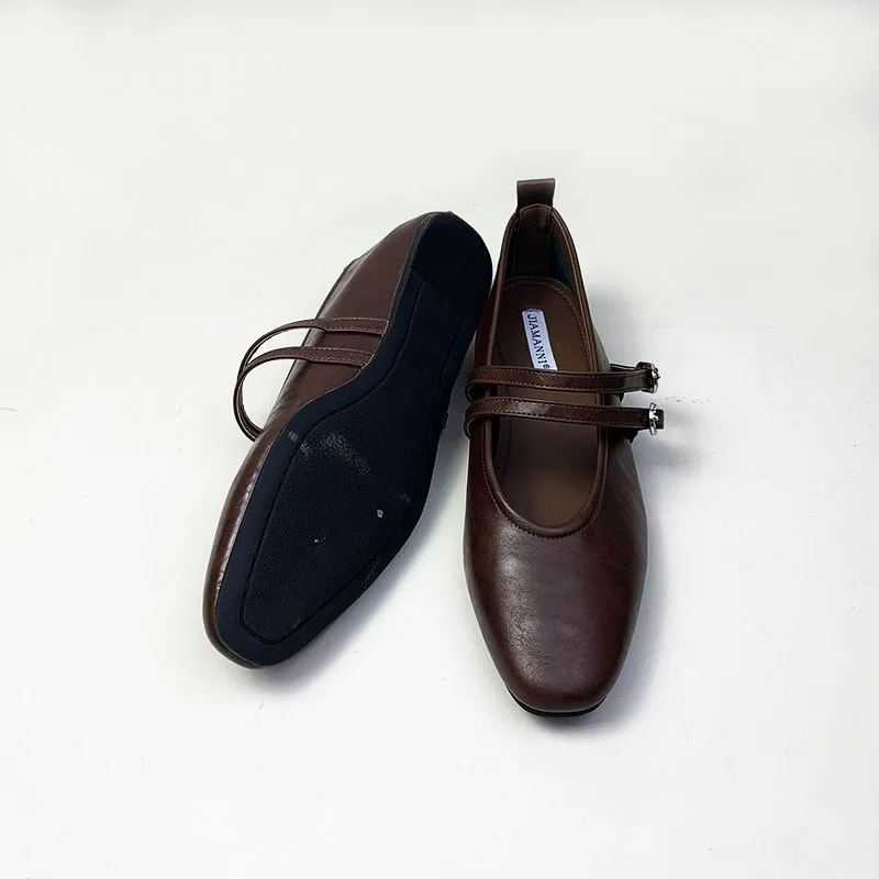 الإناث الارتفاع زيادة الأحذية ماري جينس أحذية مسطحة للنساء موضة ساحة تو مشبك حزام السيدات لوليتا أحذية سيدة #6