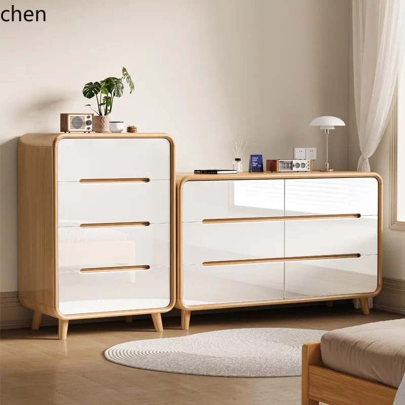 ZML Solid Wood Living Room Wall Storage Cabinet Four-Six Drawer Cabinet Bedroom Storage Cabinet