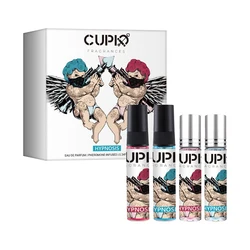 Cupido 4*10ml garrafas de vidro rosa e azul unissex floral gourmand colônia masculino e feminino portátil tipo spray tipo rolo mais tempo