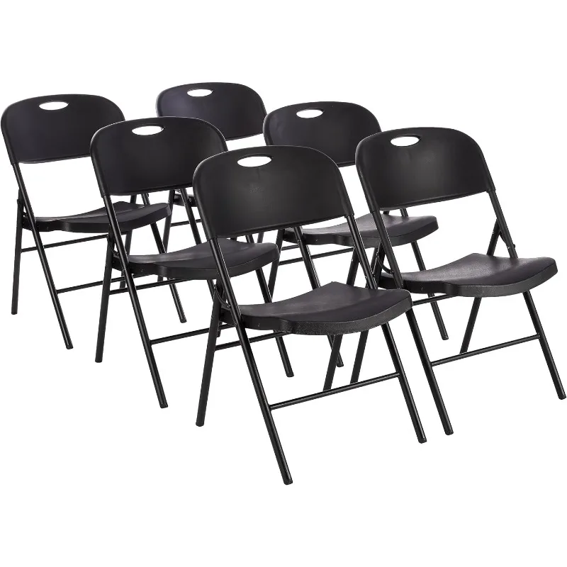 

Folding Plastic Chair with 350-Pound Capacity - Black, 6-Pack