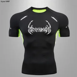 2024 New Fitness T-shirt Men's Muscle Gym Compression Sportswear Quick-drying Breathable Sports Shirt S-3XL Men's T-shirt MMA