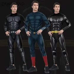Zawaland Superhero Cosplay Costume Adult Men Catsuit Jumpsuit Fancy 3D Printed Disguise Party Outfits Zentai Bodysuits