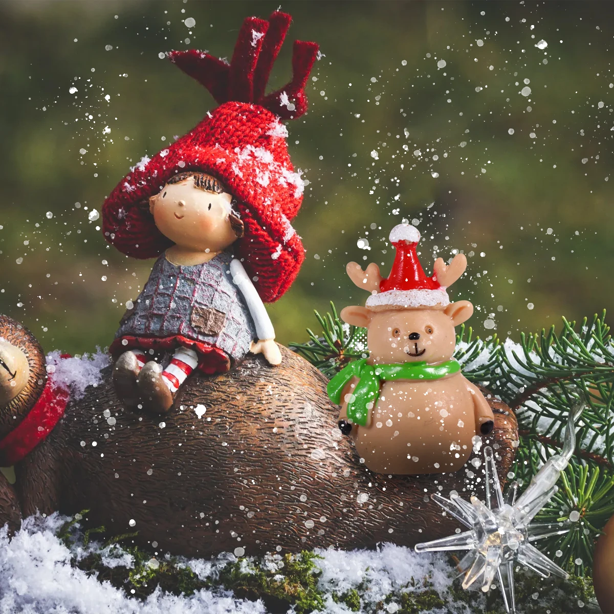 

15pcs Christmas Resin Micro Landscape Ornament Mini Snow Scene Desktop Decoration Xmas Craft For Party Festival