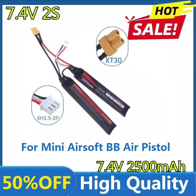 

7.4v 2500mAh Lipo Battery Split Connection for Water Gun 2S 7.4V battery for Mini Airsoft BB Air Pistol Electric Toys Guns Parts