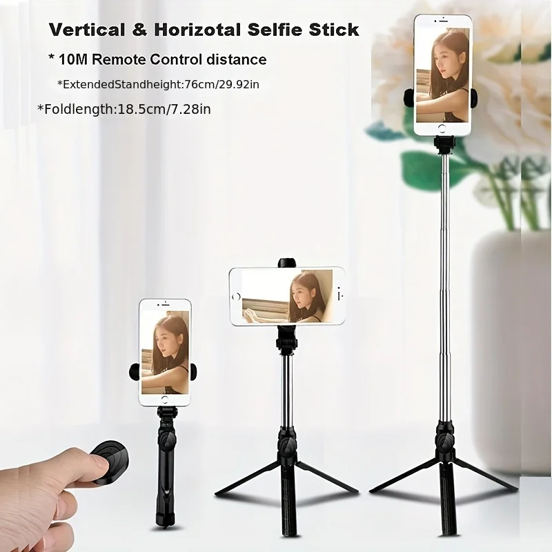 Wireless Selfie Stick Tripod Stand with Detachable Remote for iPhone Mobile Phone Tiktok Live Streaming