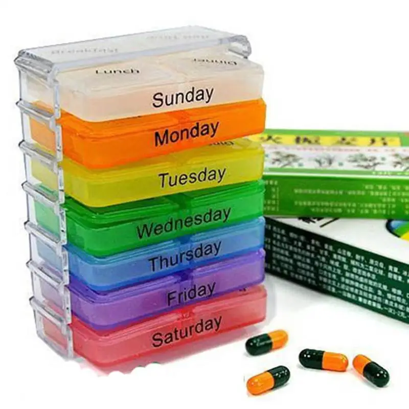 7 Days Pill Case Tablet Sorter Medicine Weekly Storage Box Colorful Design Container Case Organizer Pill Organizer Boxs