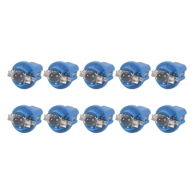 10Pcs LED Bulb Meter Dash B8-5D T5 Lamp With Holder Blue Tuning Auto Car Light-A28K